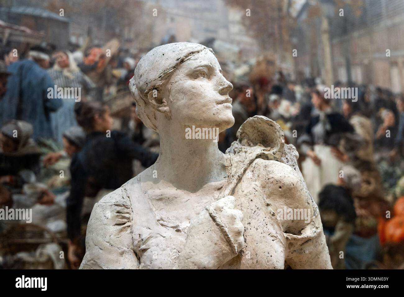 Primo piano della statua "pesca" (1880) di Alexandre Falguière al Petit Palais, Parigi, Francia Foto Stock