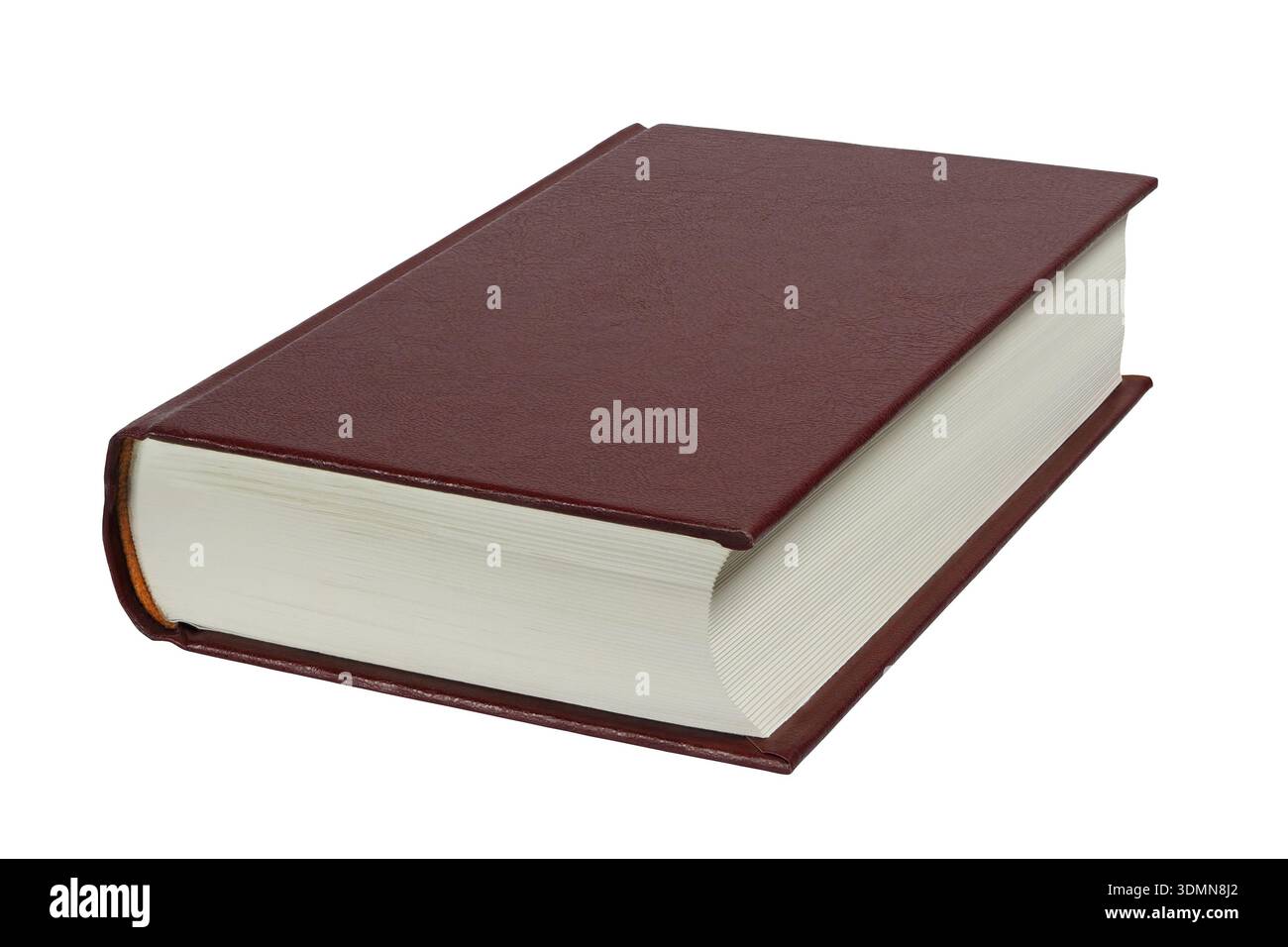 Libro con copertina marrone isolata su sfondo bianco Foto Stock