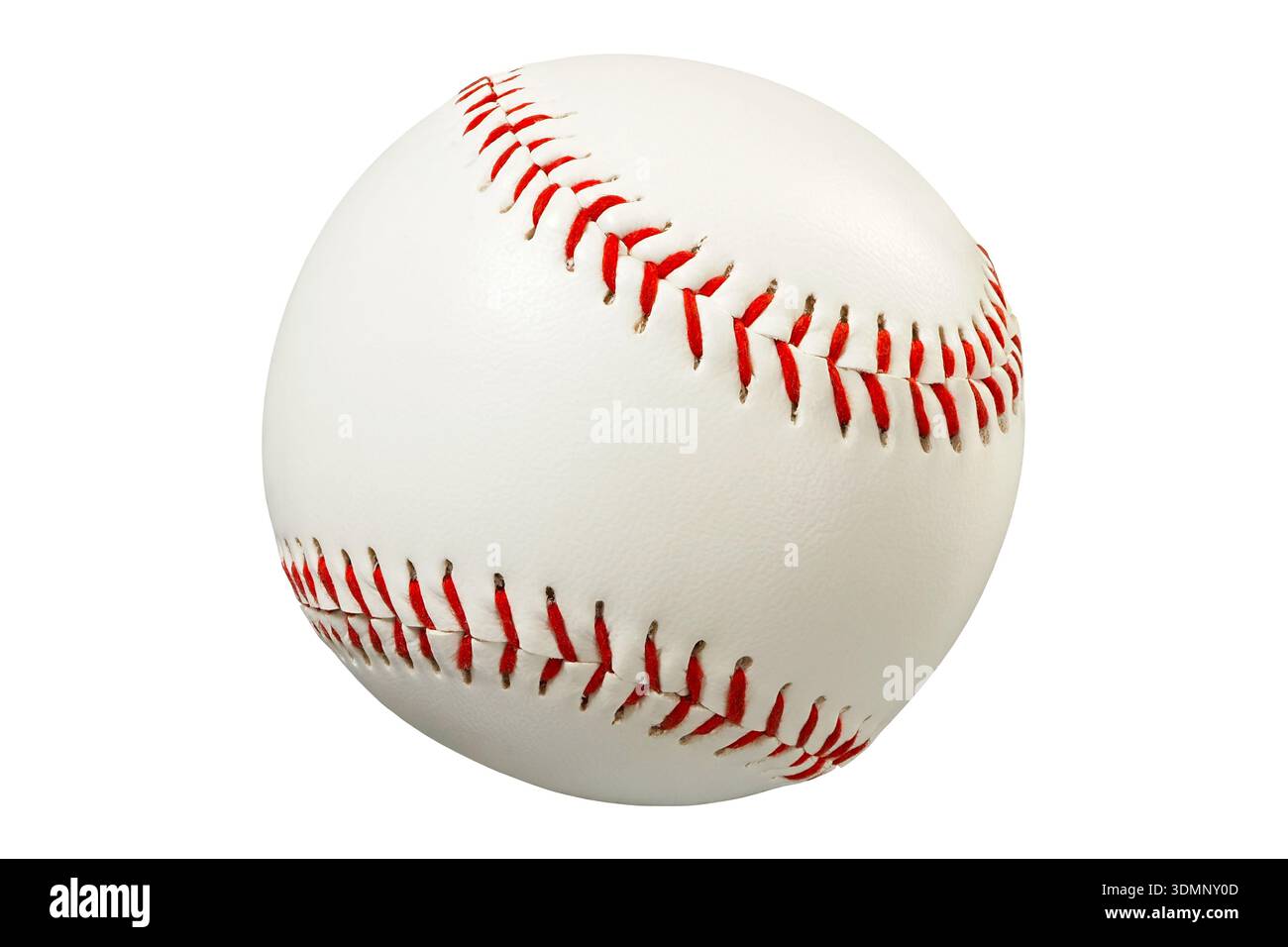 La palla bianca giocava a baseball isolata su sfondo bianco Foto Stock