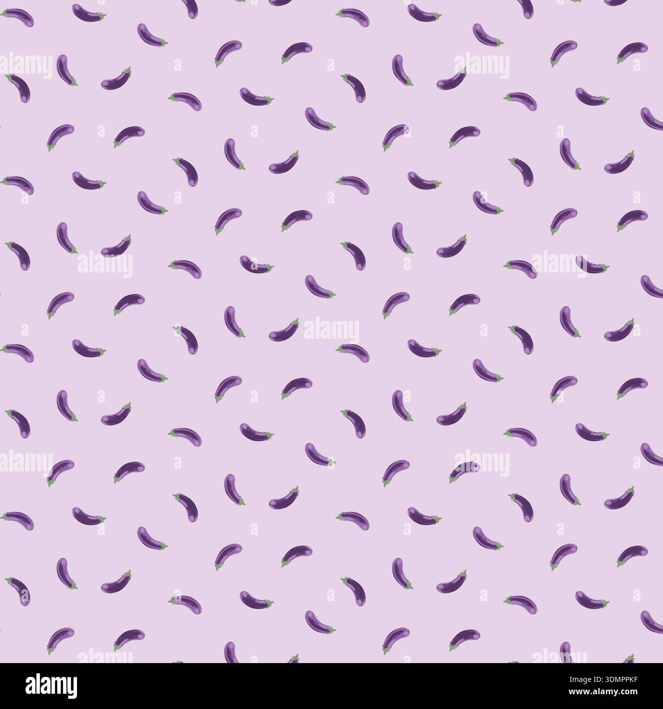 Motivo di melanzane senza cuciture con simpatici verdure viola cartoni animati su sfondo lilla chiaro; illustrazione vettoriale per tessuti da cucina, apparenza per bambini Illustrazione Vettoriale