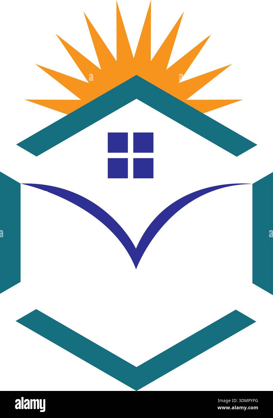 modello di design del logo per l'energia solare domestica locale. design del logo solar tech Illustrazione Vettoriale