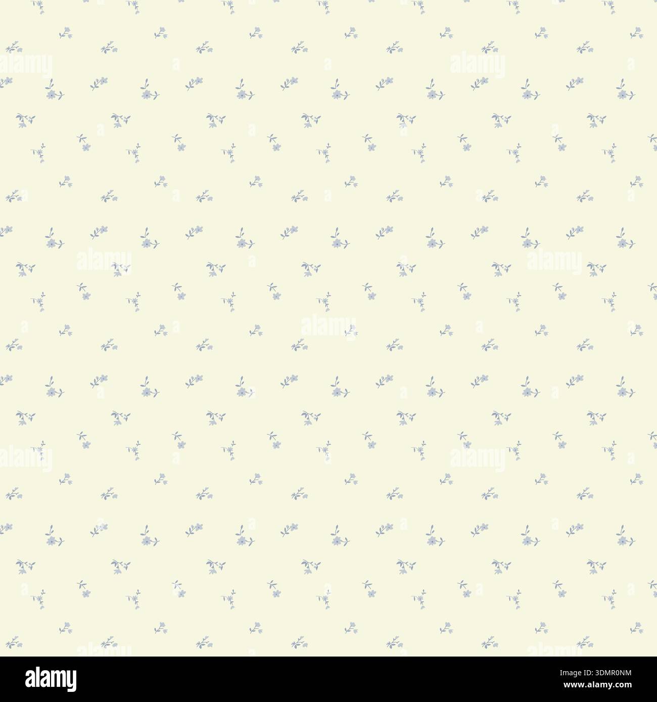 Motivo floreale senza cuciture con delicate illustrazioni botaniche azzurre su sfondo beige neutro. Piccolo fiore minimalista ripetuto Illustrazione Vettoriale