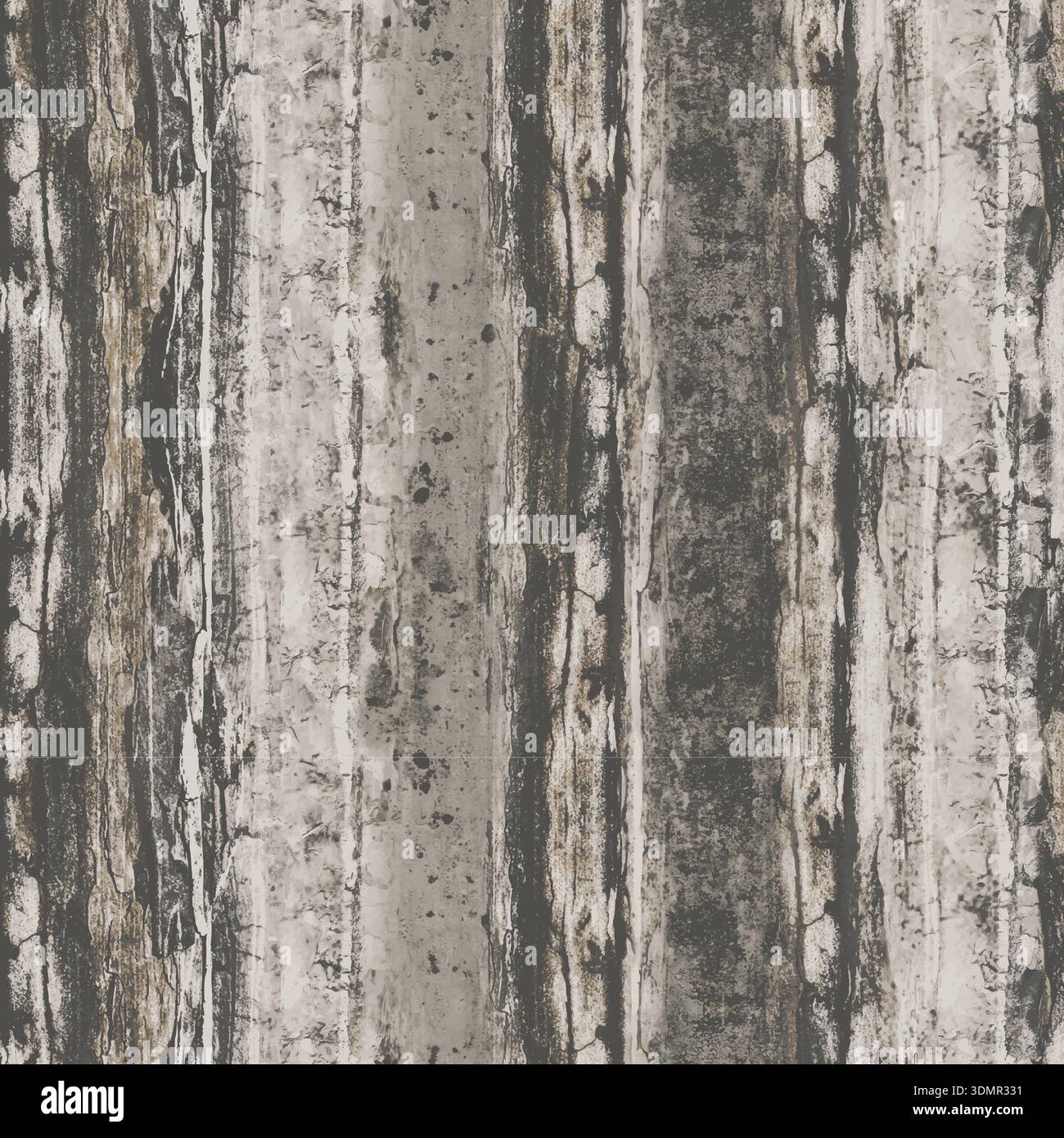 Motivo senza cuciture a strisce industriali verticali in tonalità carbone, grigio e oro. Un'illustrazione vettoriale metallizzata con un grung Illustrazione Vettoriale