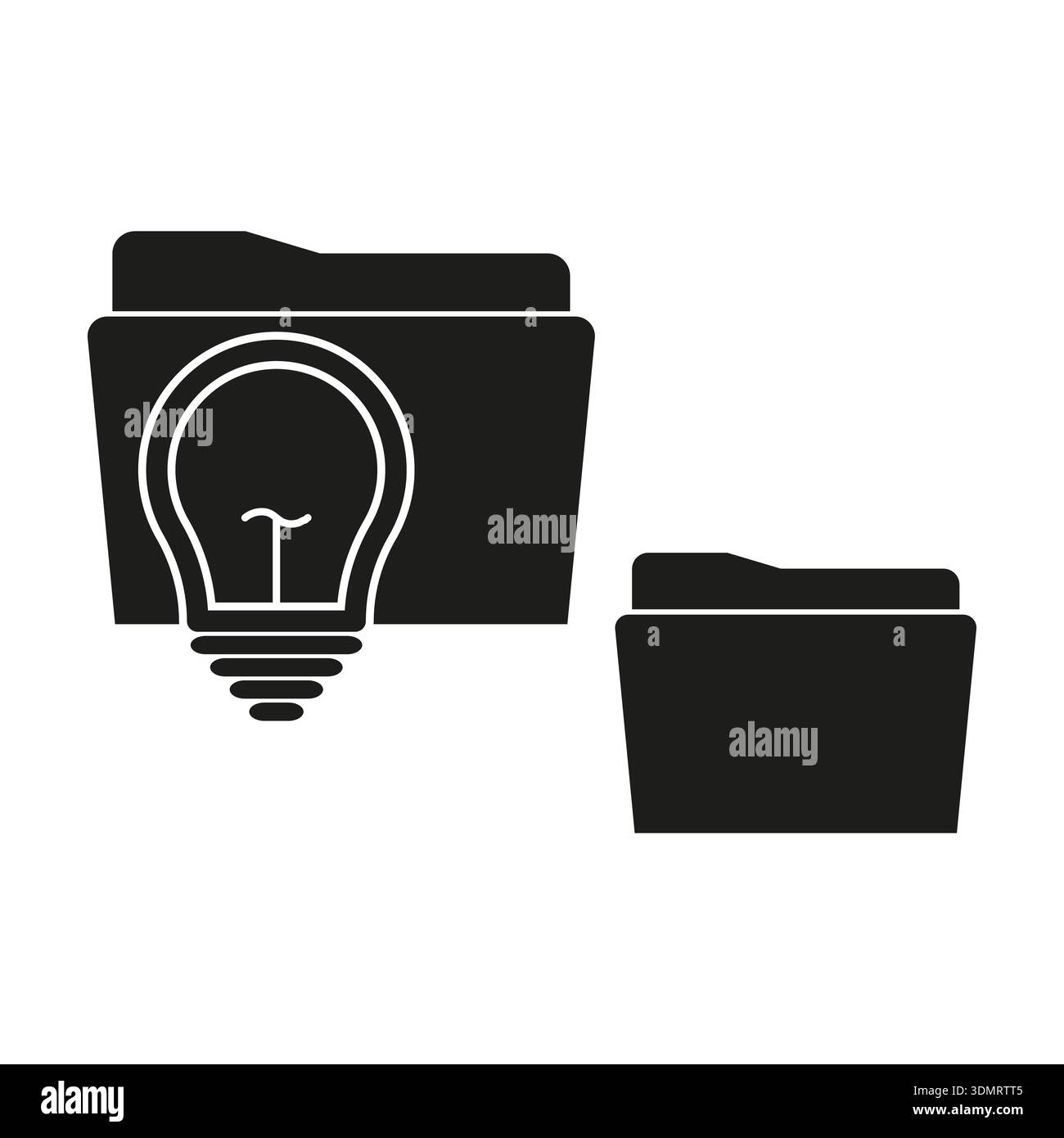 Sofisticata raccolta di cartelle. Idee creative simboli. Vettore di archiviazione aziendale. Illustrazioni complete delle lampadine. EPS 10. Illustrazione Vettoriale