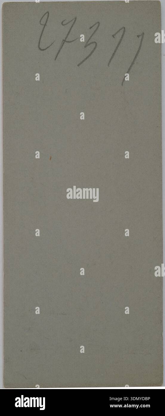 Verso di una scheda armadio (formato mignon), rovescio vuoto con numero scritto a mano, Germania, fine XIX secolo. Foto Stock