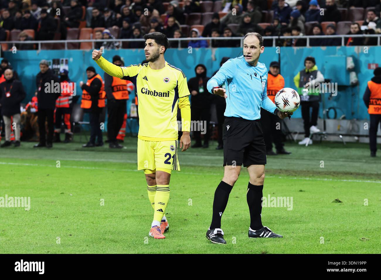 Bucarest, Romania, 29 gennaio 2026, partita di calcio UEFA Europa League tra FCSB e Fenerbahce, accredita Angelescu Dimitrie. Foto Stock