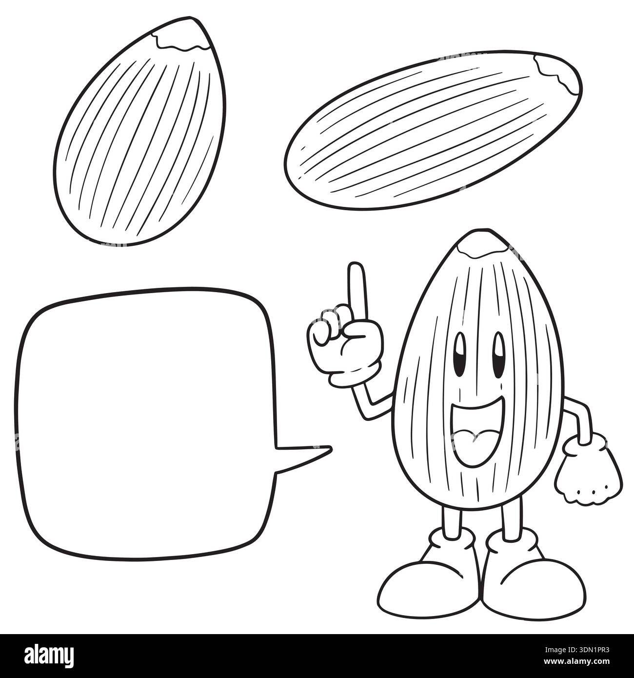 set vettoriale di mandorle Illustrazione Vettoriale