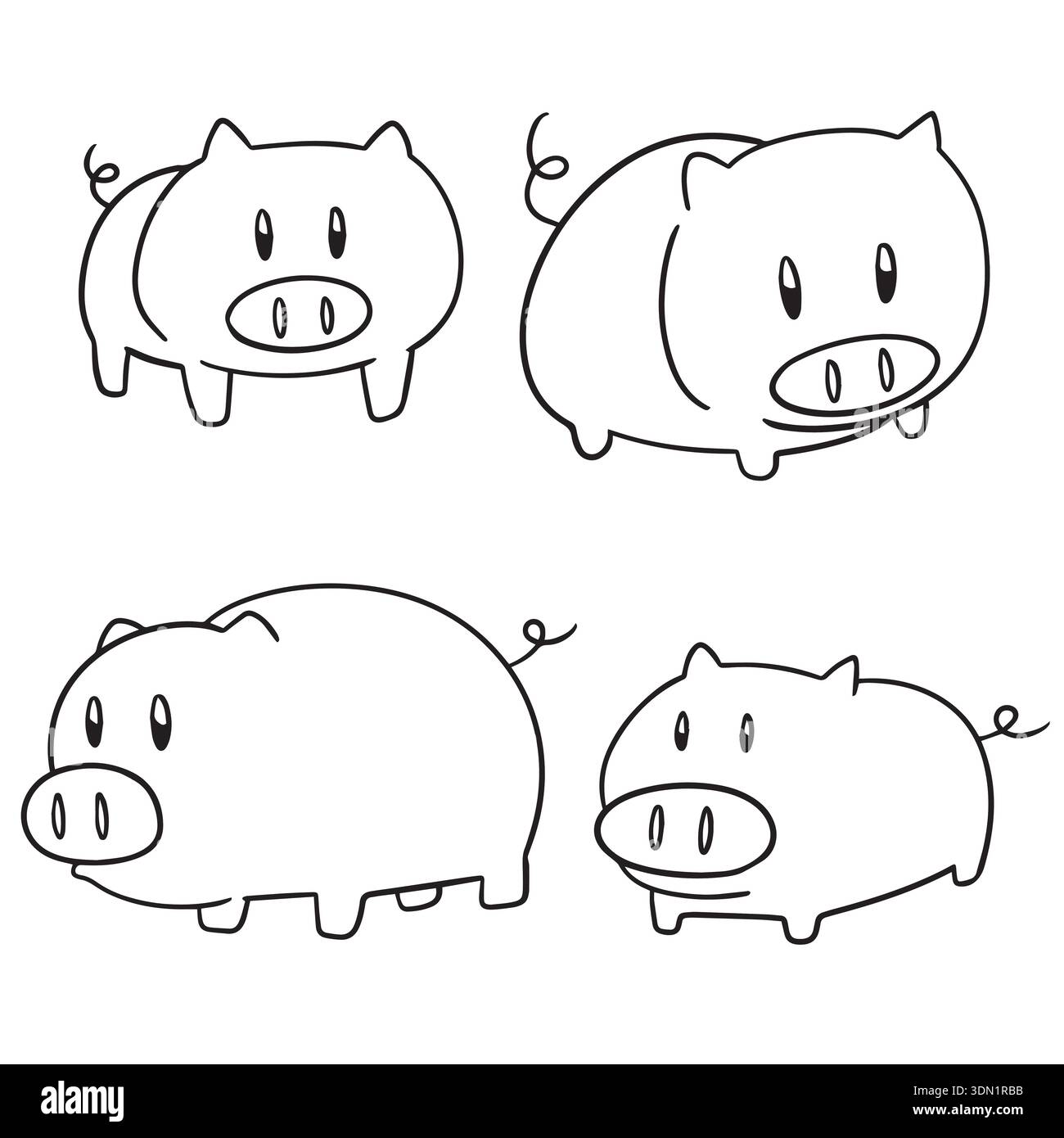 Set di vettore di maiale Illustrazione Vettoriale