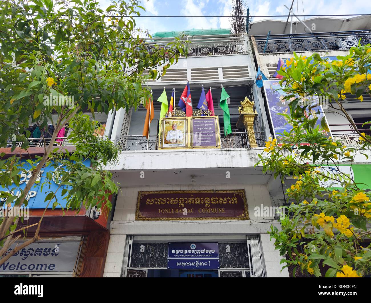 Amministrazione comunale di Tonle Bassac, edificio del governo locale. Phnom Penh Foto Stock