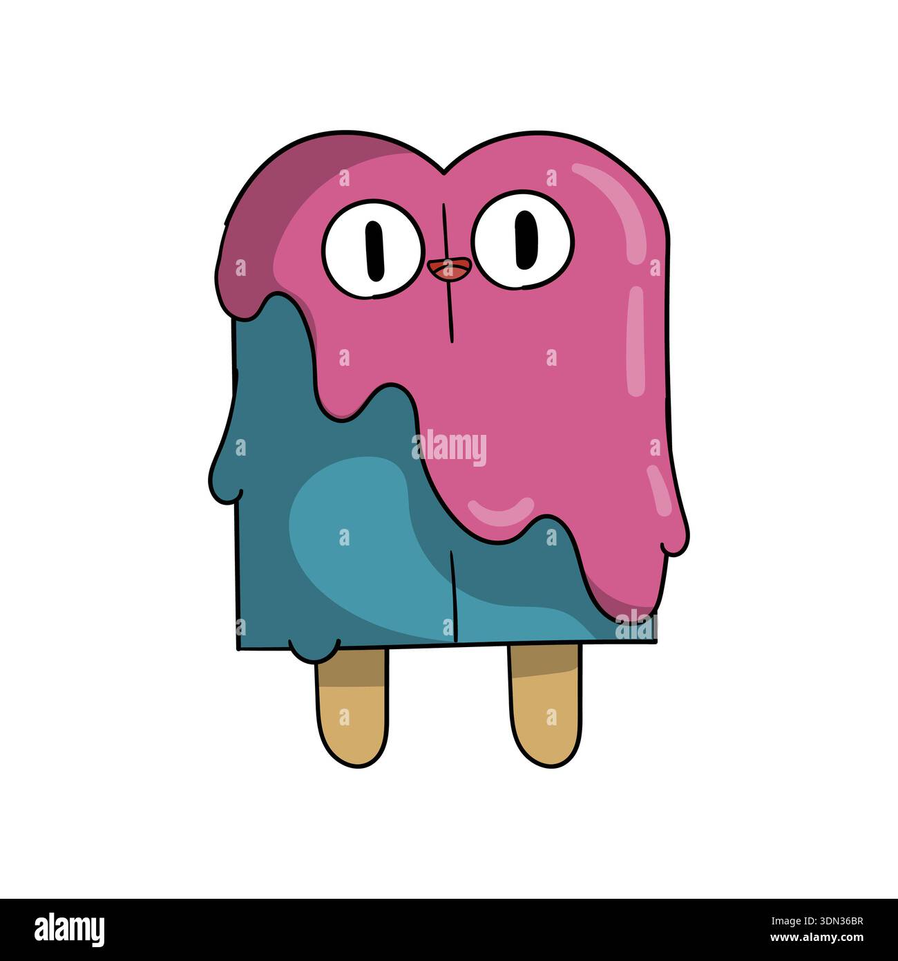 Carini personaggi dei cartoni animati; carini illustrazioni di gelati Foto Stock
