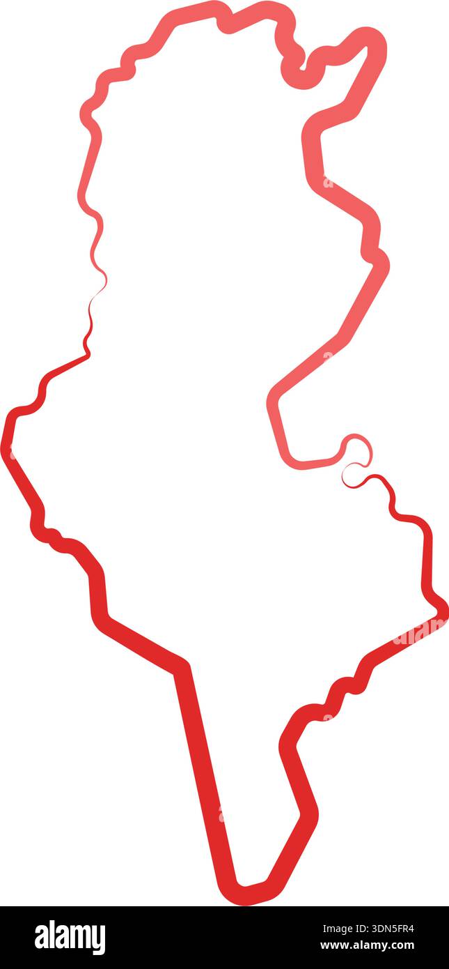 disegno dell'illustrazione dell'icona del vettore della linea della mappa del paese della tunisia Illustrazione Vettoriale