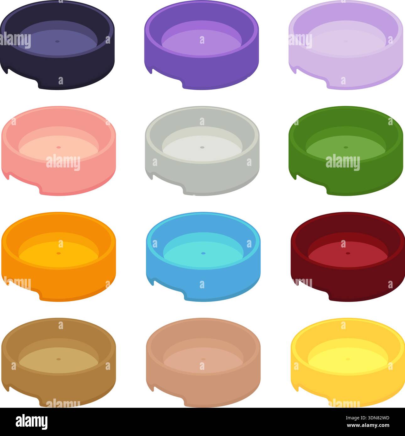 Ciotole per animali colorati isolate su sfondo trasparente Illustrazione Vettoriale