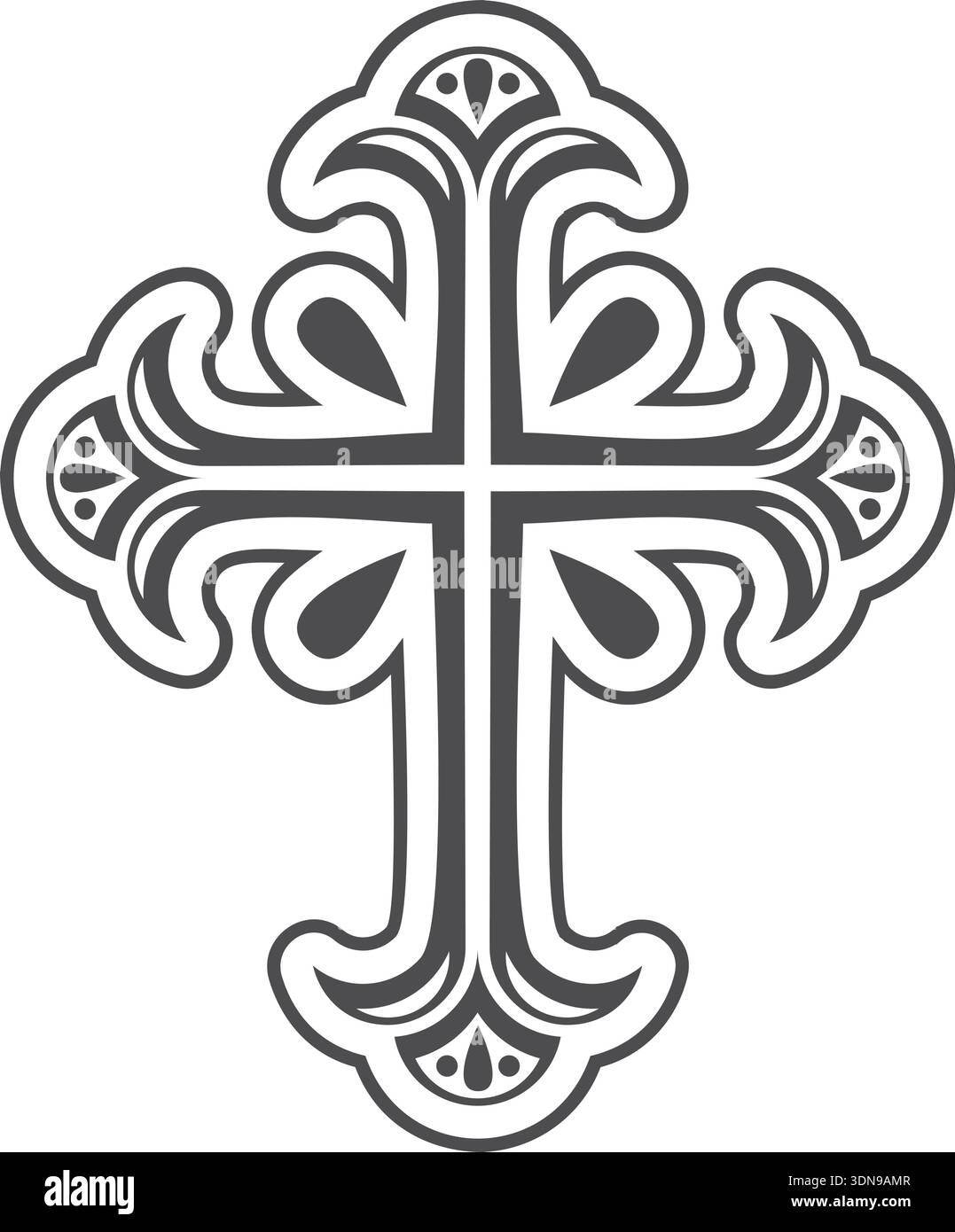 Simbolo della Bibbia. Icona Cross black. Segno di fede Illustrazione Vettoriale