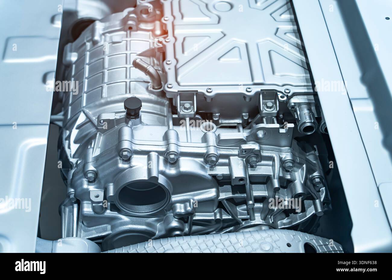 Sistema elettrico di motore per auto eco, concetto di parte per auto. Foto Stock