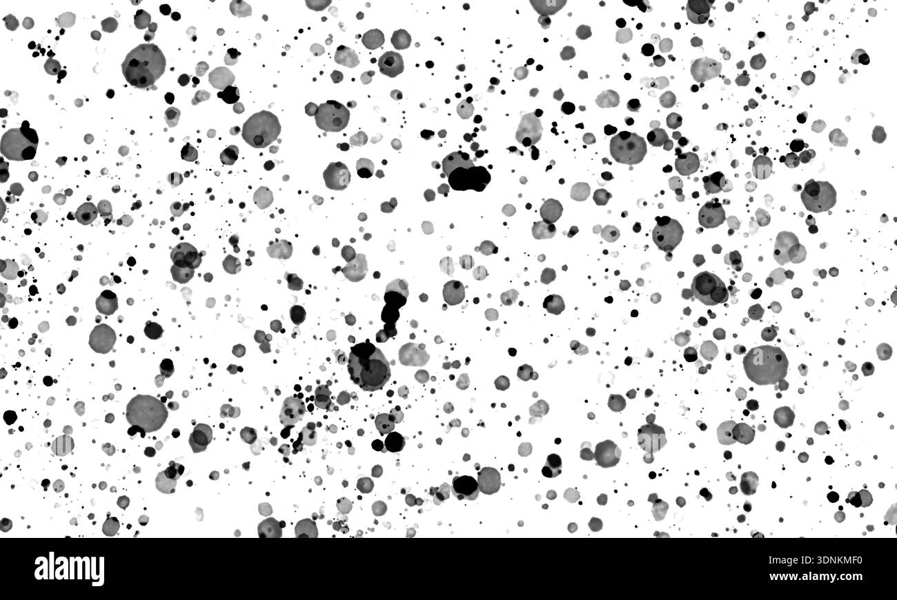 l'inchiostro nero spruzza su uno sfondo trasparente Foto Stock