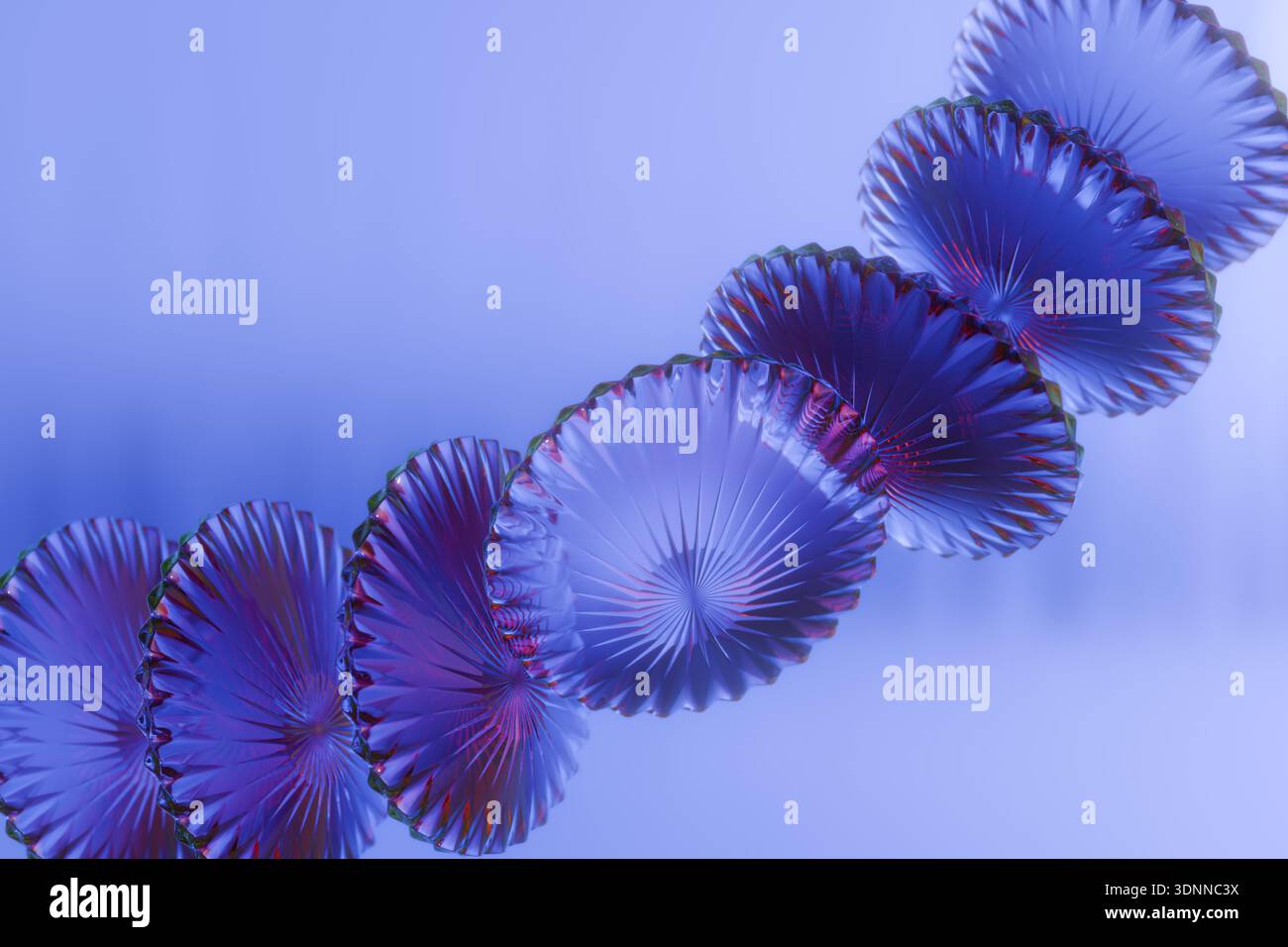Composizione futuristica a spirale blu con elementi frattali ripetuti.rendering 3d. Foto Stock