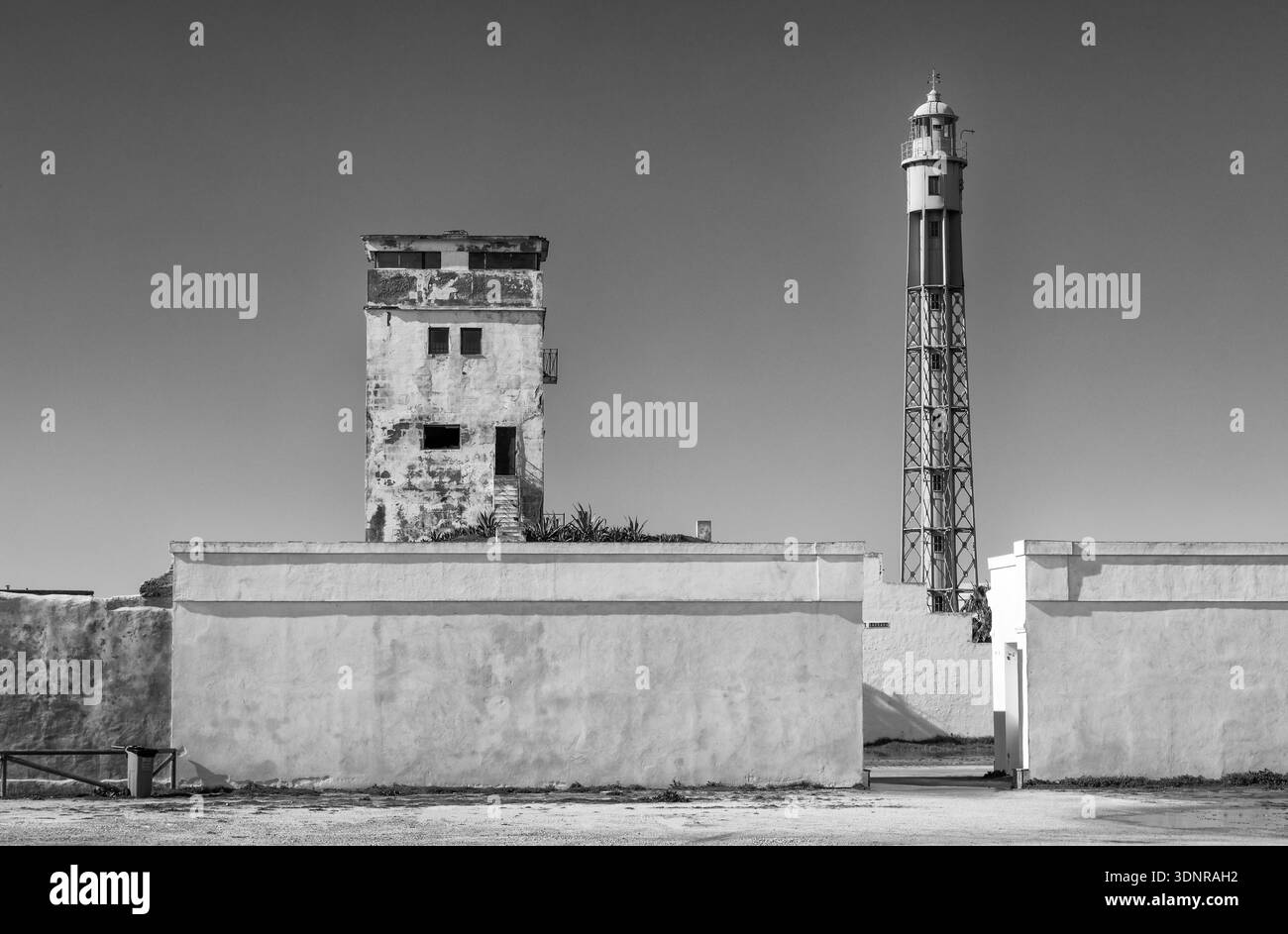 Faro, Castello di San Sabastico, Cadice, Andalusia, Spagna, Europa Foto Stock