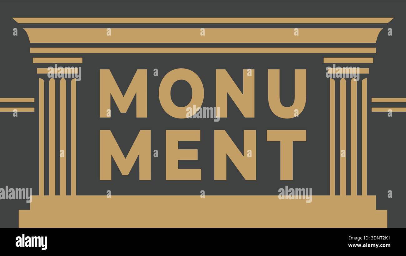 Design tipografico astratto con testo monumento in grandi lettere impilate Illustrazione Vettoriale