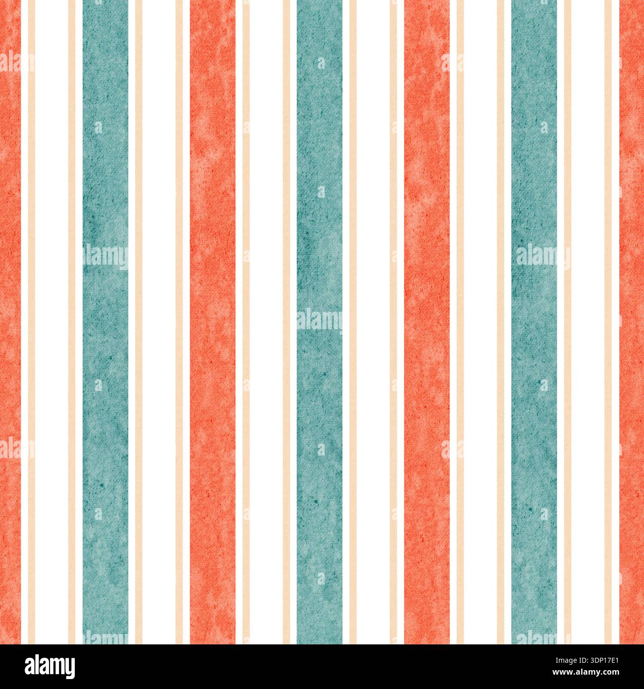 Motivo circo vintage senza cuciture con strisce verticali rosse e verdi. Illustrazione in acquerello per carta da parati, tessuto, carta da imballaggio, imballaggi e fa Foto Stock