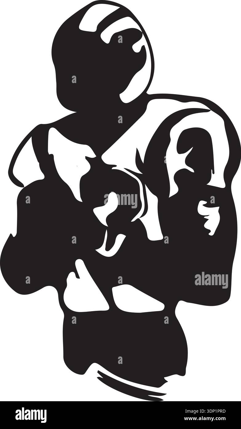 Silhouette stilizzata in bianco e nero di un giocatore di football americano Illustrazione Vettoriale