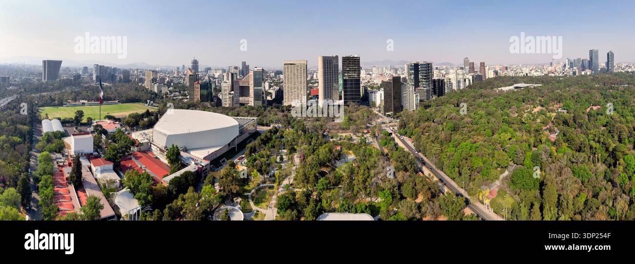 Foto panoramica aerea dell'Auditorium Nazionale e dell'Hotel zone, Polanco, città del Messico, Messico Foto Stock