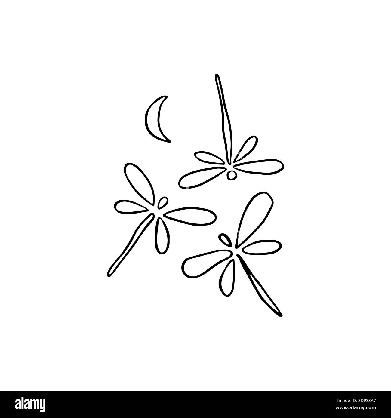 Libellule disegnate a mano in stile giapponese Illustrazione Vettoriale