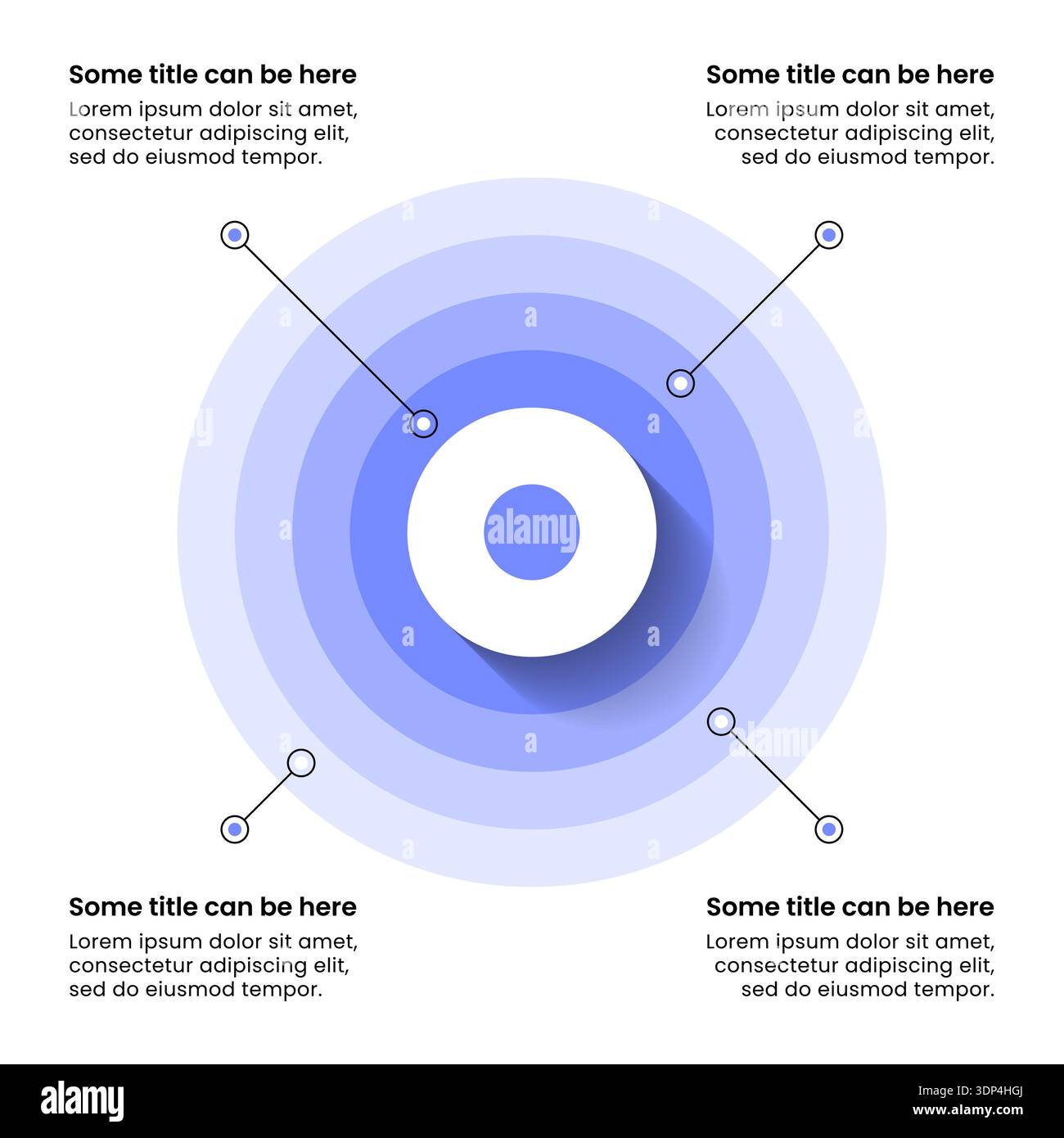 Modello infografico con 4 opzioni o passaggi. Cerchio viola. Può essere utilizzato per layout del flusso di lavoro, diagrammi, banner, webdesign. Illustrazione vettoriale Illustrazione Vettoriale