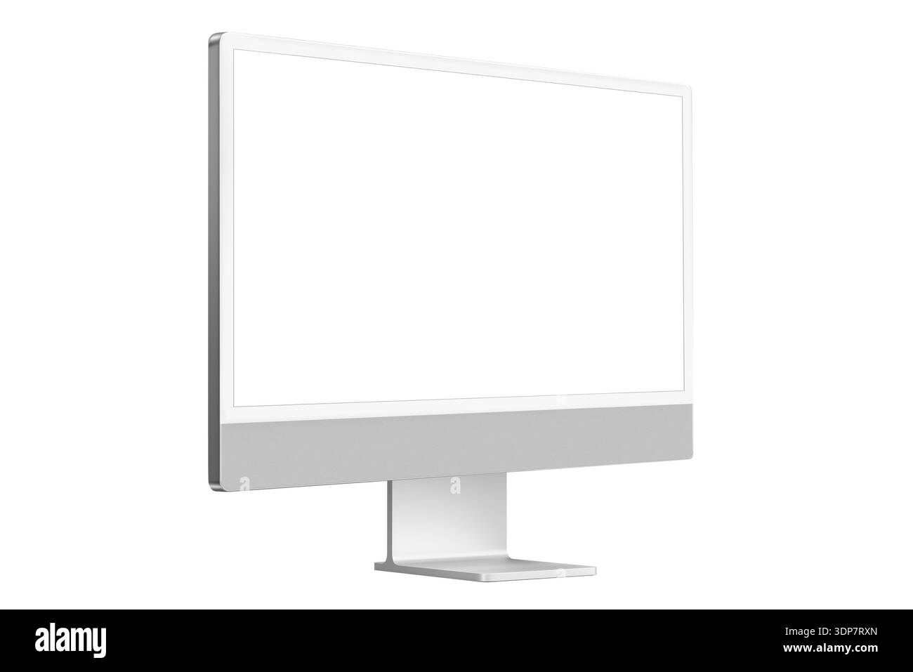 Moderno modello di monitor da tavolo in tre quarti e Smart TV con schermo bianco vuoto isolato su sfondo bianco Foto Stock