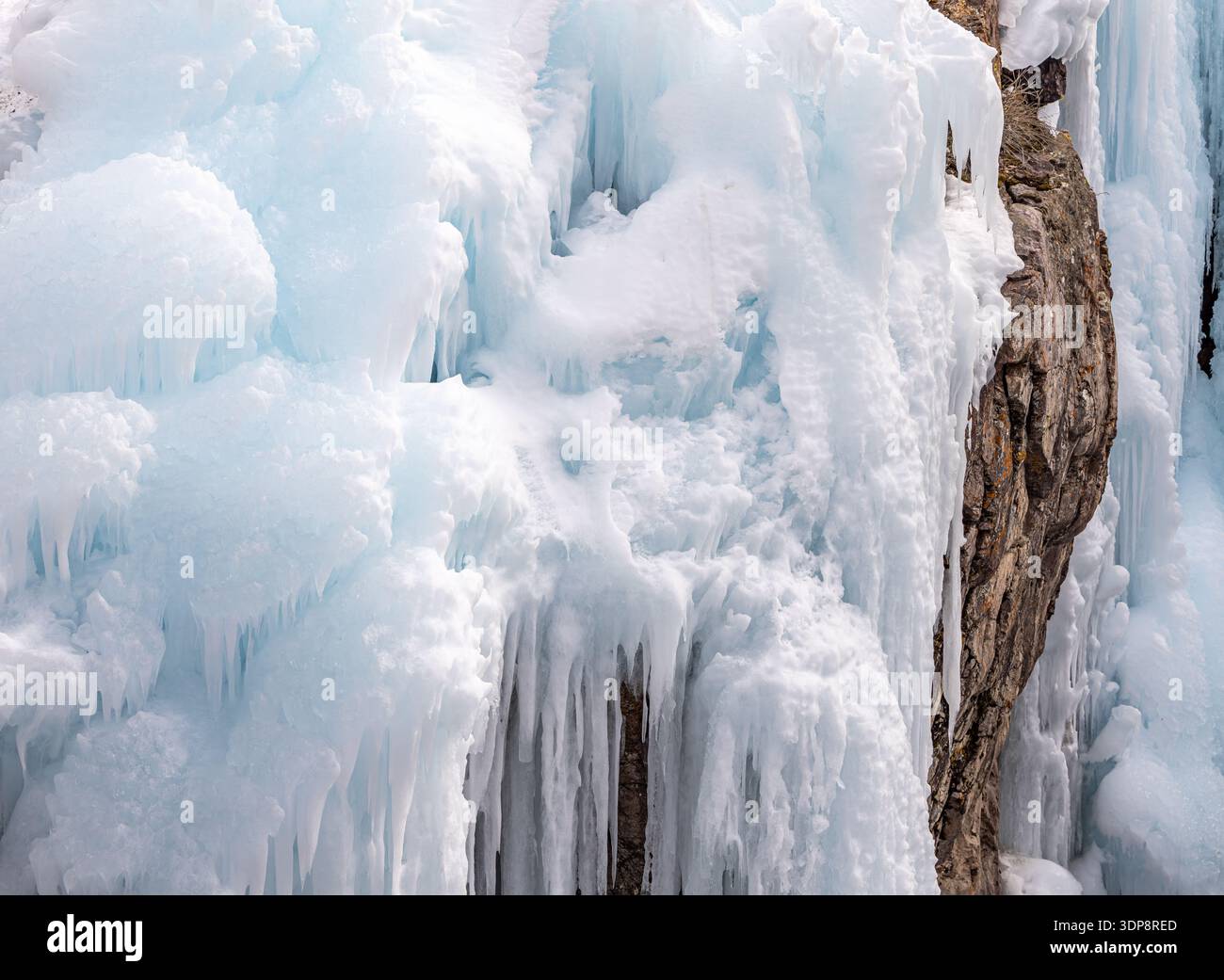 immagine dettagliata di una formazione astratta di ghiaccio al parco di ghiaccio di ouray Foto Stock