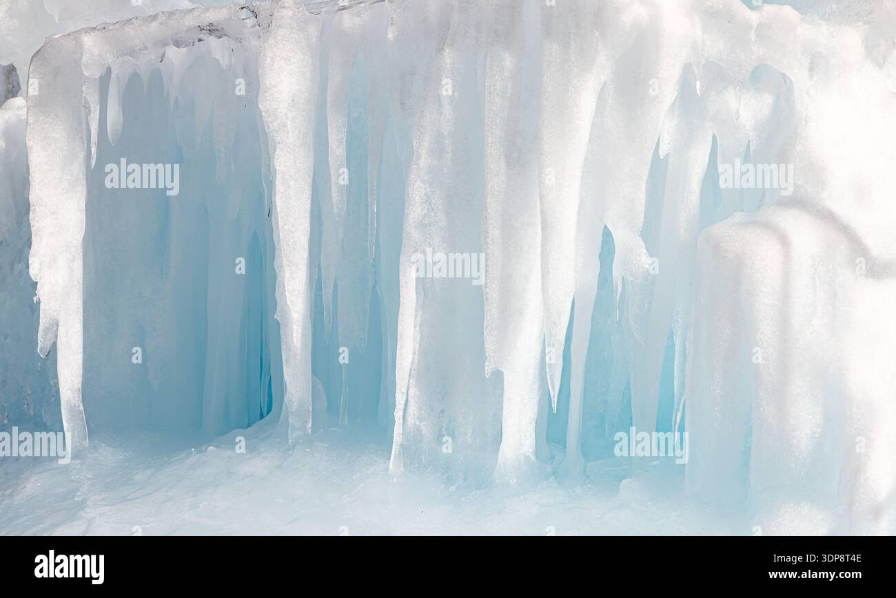 immagine dettagliata delle formazioni di ghiaccio al parco di ghiaccio di ouray Foto Stock
