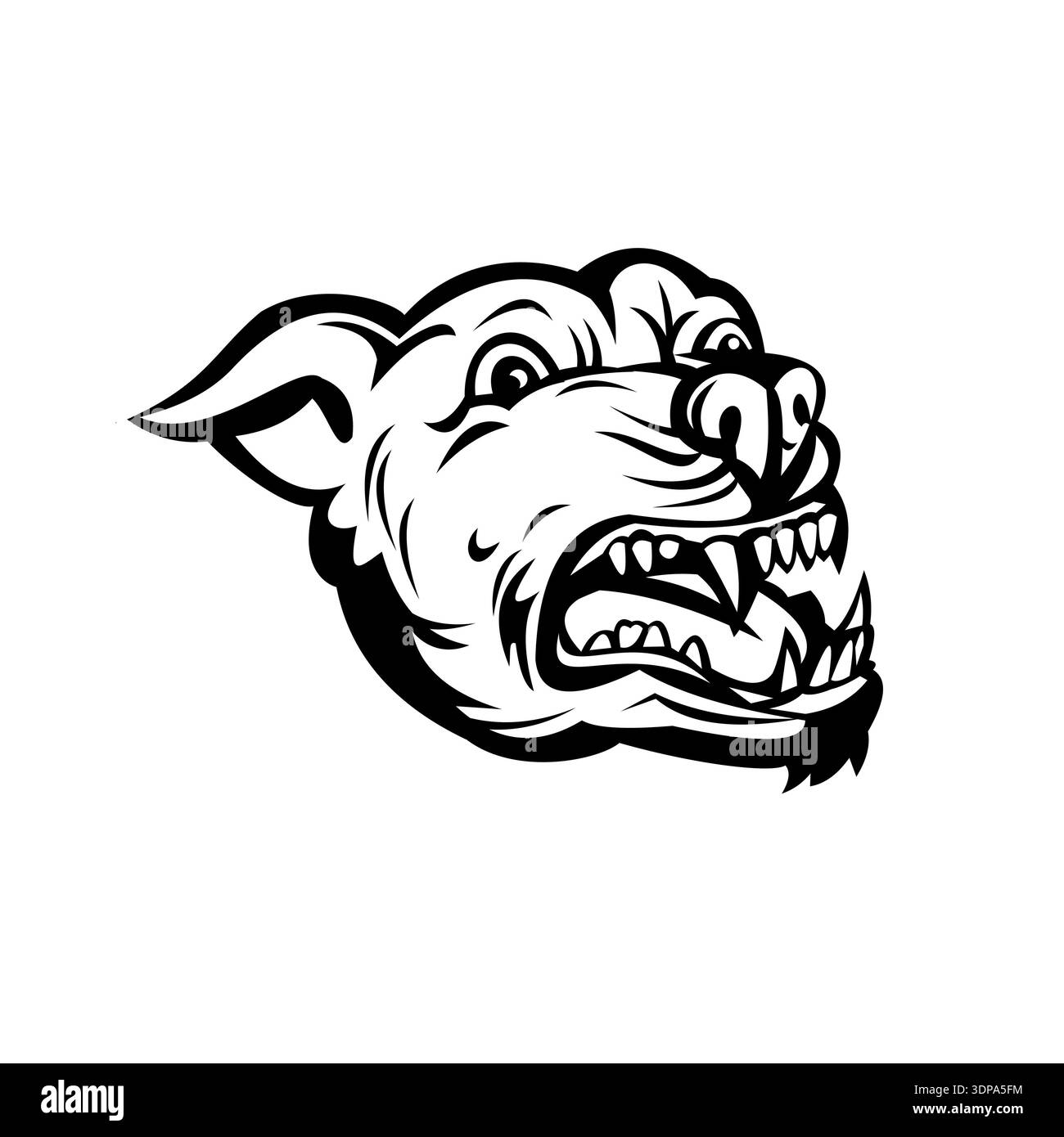 Illustrazione in stile retrò di un toro o pitbull, un nome comune per un tipo di cane discendente da bulldogs e terrier, arrabbiato e abbaiato su iso Foto Stock