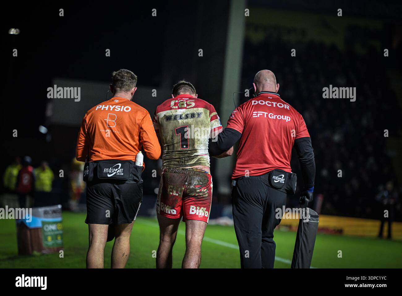 l'ack Welsby of St Helens lascia infortunati durante la prima giornata tra Betfred Super League e Warrington Wolves, Halliwell Jones Stadium, Warrington, 15 febbraio 2026 Foto Stock