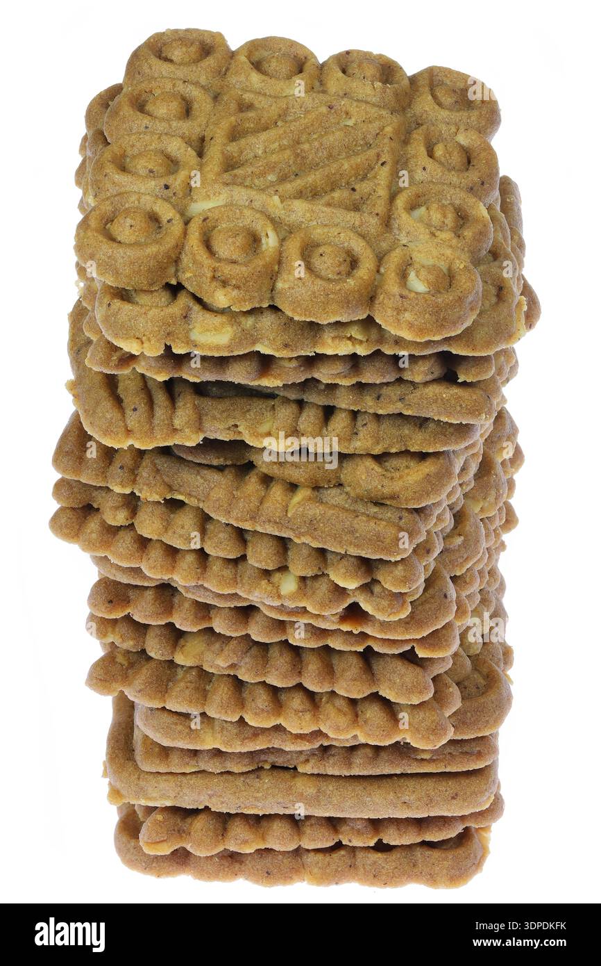 Biscotti «Braune Kuchen» della Frisona orientale isolati su sfondo bianco Foto Stock