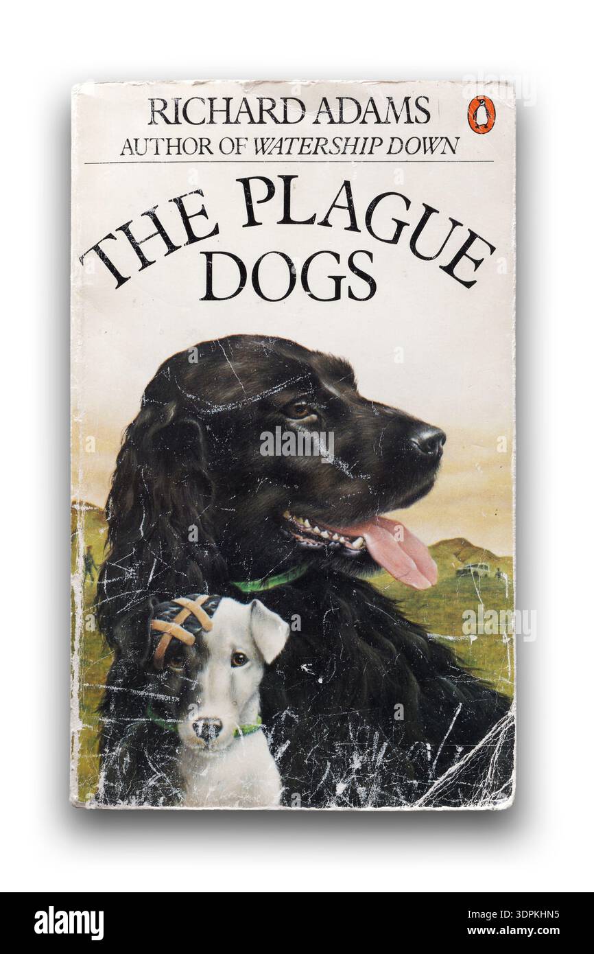 Copertina del libro The Plague Dogs con due cani, uno nero e uno bianco e nero Foto Stock