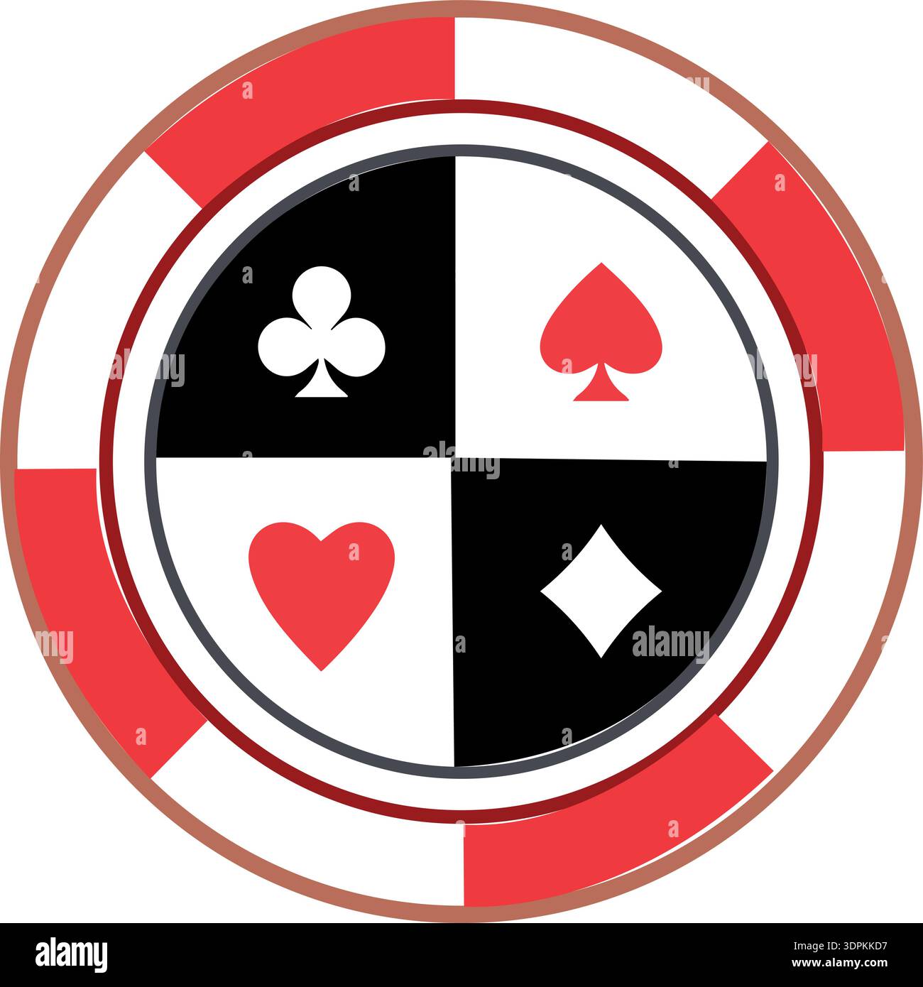 Icona del chip del casinò icona del vettore del chip del poker logoChip del casinò per il poker o illustrazione del vettore isolato su sfondo bianco Illustrazione Vettoriale