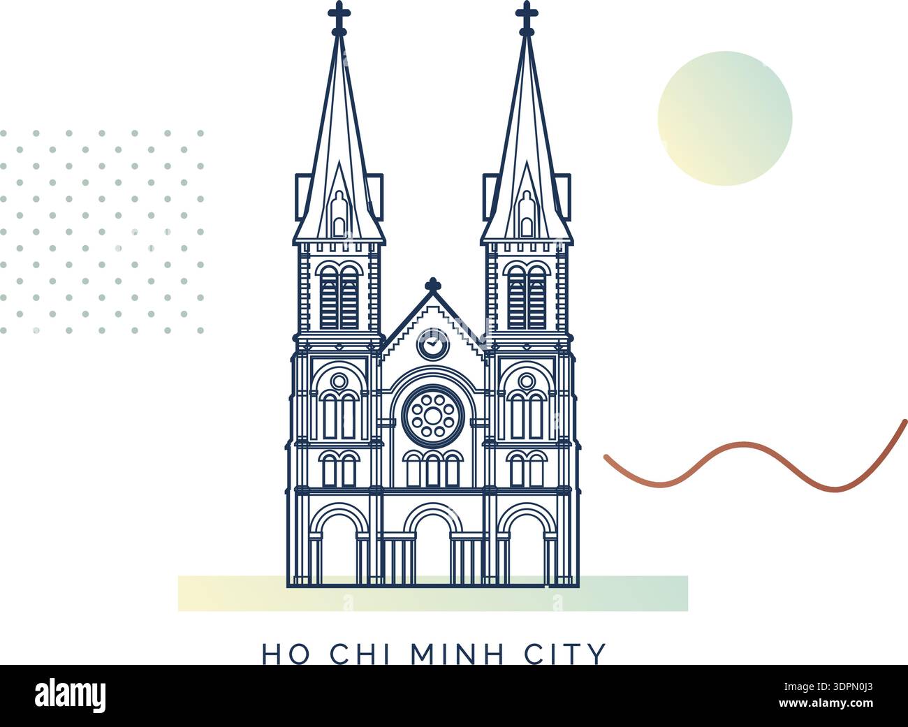 Cattedrale di Notre-Dame Basilica di Saigon - illustrazione di scorta come file EPS 10 Illustrazione Vettoriale