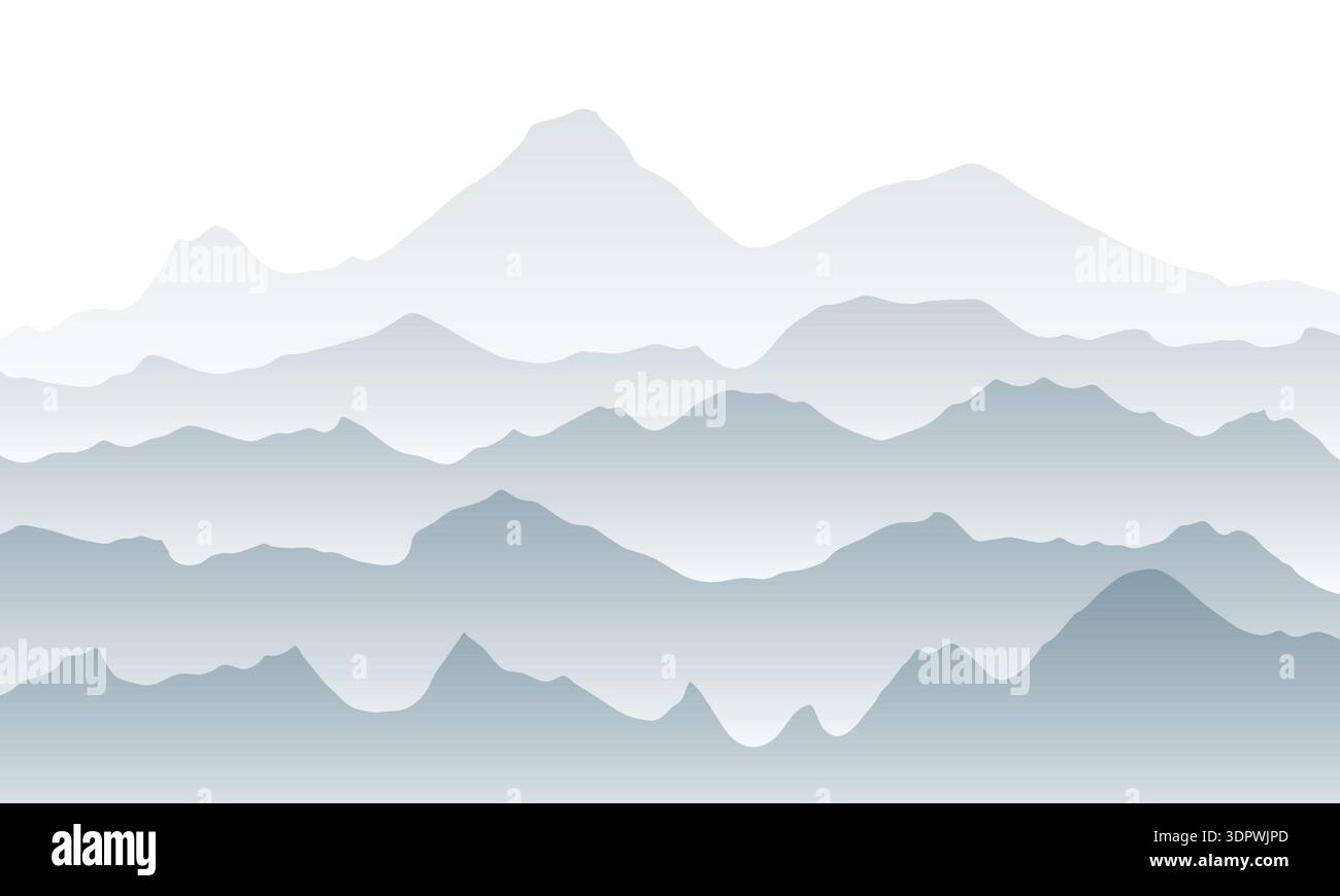 Paesaggio montano minimalista. Colline o rocce astratte e nebbiose Illustrazione Vettoriale