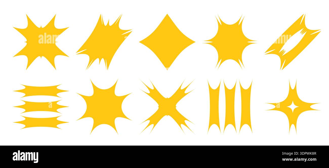 Elegante collezione a forma di stella Y2K. Set di forme astratte semplici e originali. Illustrazione Vettoriale