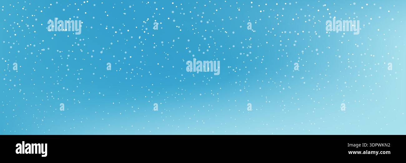 Sfondo nevicato invernale. Fiocchi di neve bianchi sul cielo blu. Sfondo vettoriale di Natale e Capodanno Illustrazione Vettoriale