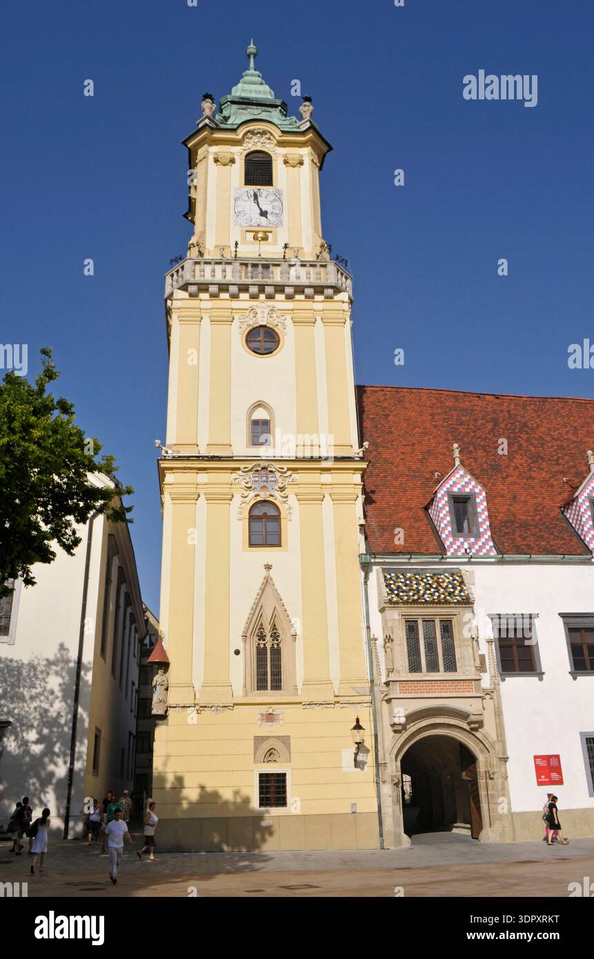 Torre del municipio vecchio, Bratislava, Slovacchia, Foto Stock