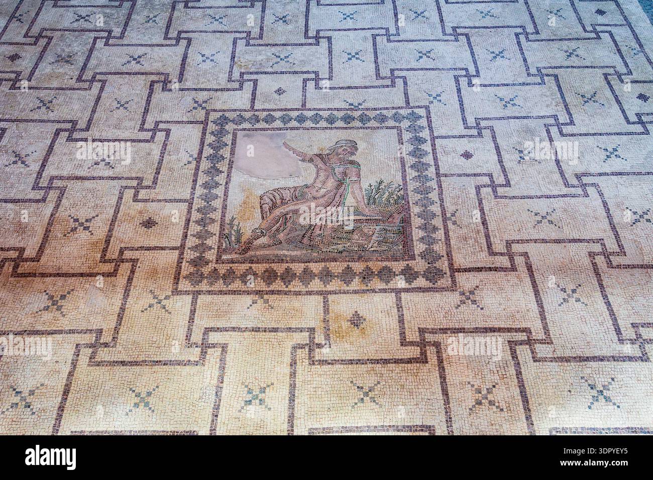 Paphos, Cipro Narciso mosaico nella Casa di Dioniso all'interno del Parco Archeologico. Foto Stock