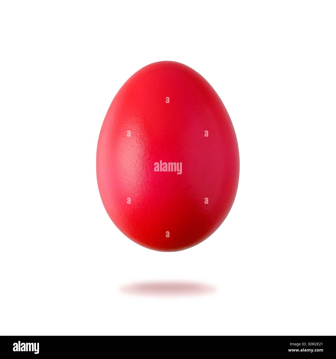 Dipinto con uovo di pollo di pasqua naturale rosso che vola isolato su sfondo bianco. Un primo piano di un uovo rosso festivo. Buona Pasqua, decorazione primaverile. Foto Stock