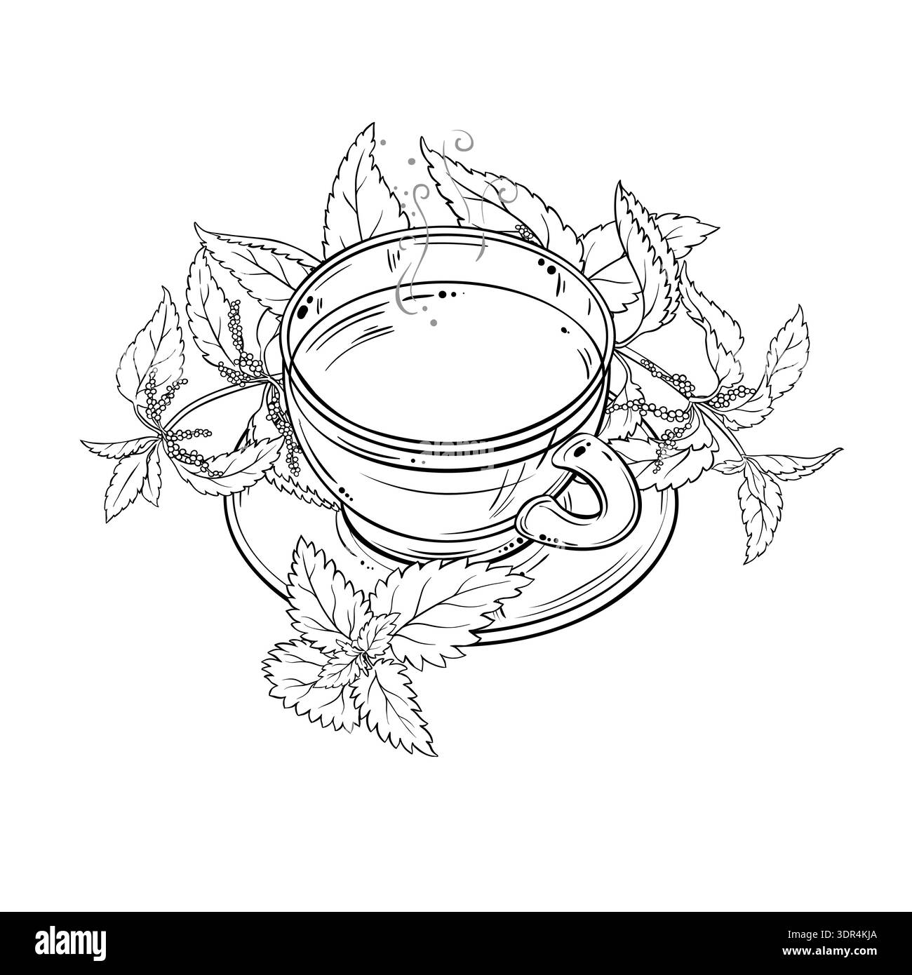 Illustrazione della tazza di tè dell'bollitore. Illustrazione Vettoriale