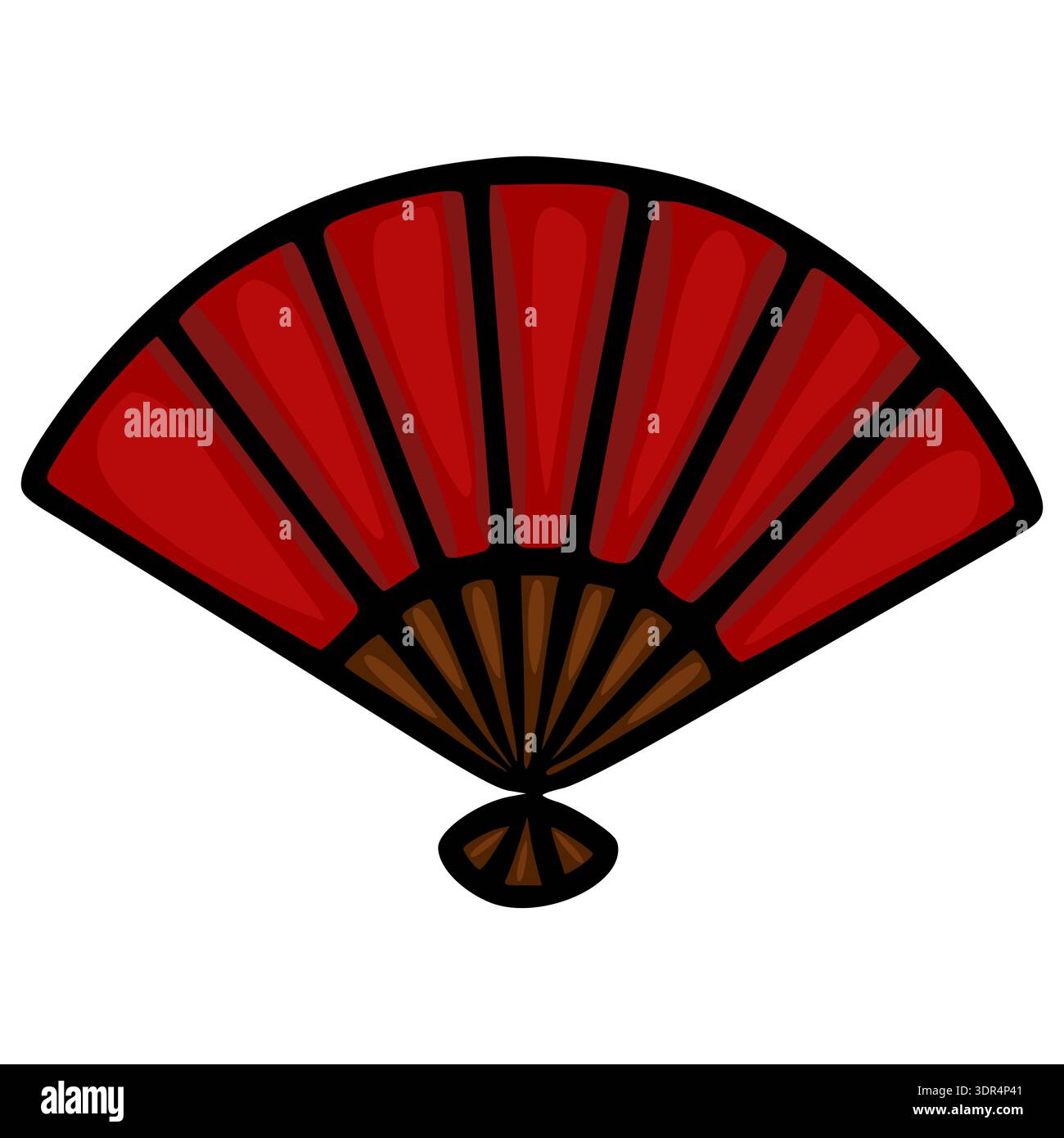 Illustrazione vettoriale pieghevole giapponese rosso brillante, isolata su sfondo bianco Illustrazione Vettoriale