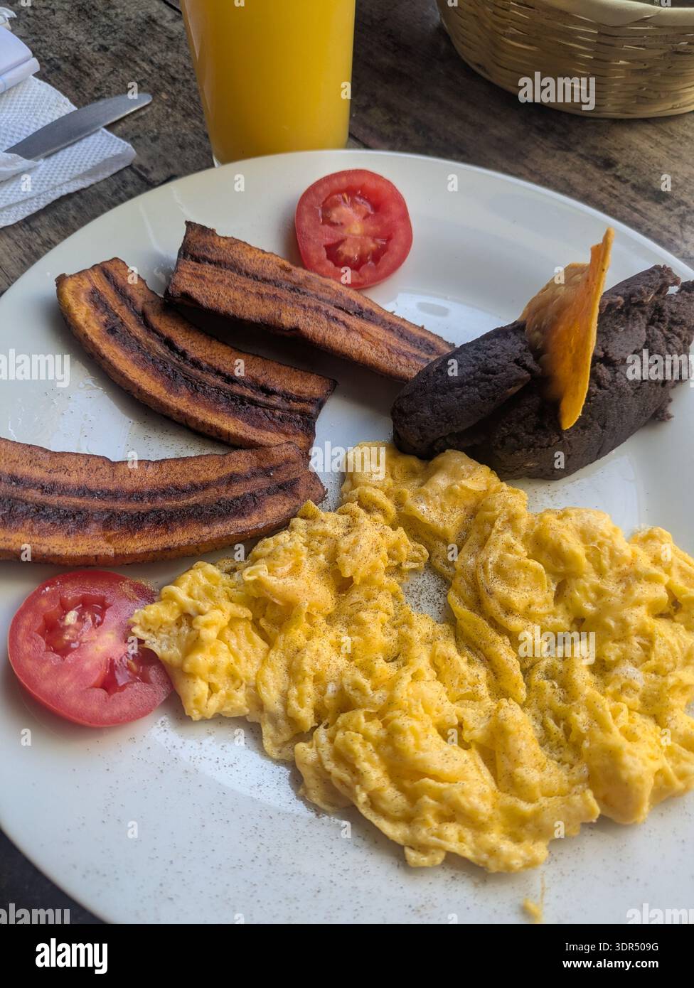 Colazione tradizionale chapin, Antigua Guatemala Foto Stock