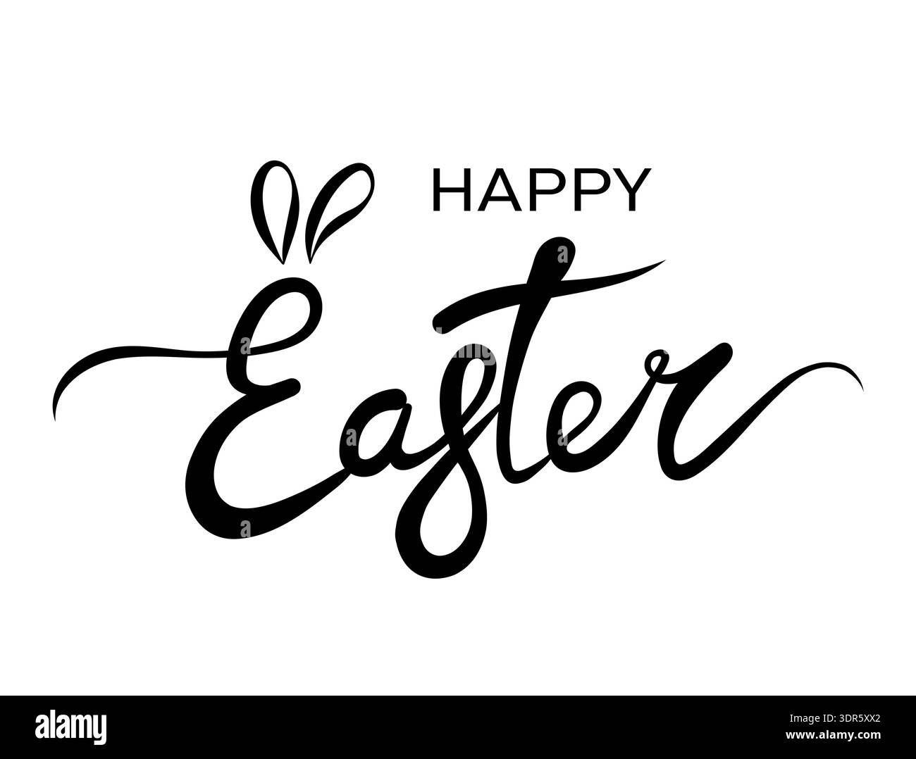 Iscrizione di buona Pasqua su sfondo bianco. Una cartolina, un invito, un saluto. Il disegno dell'iscrizione calligrafica "buona Pasqua", realizzata Illustrazione Vettoriale
