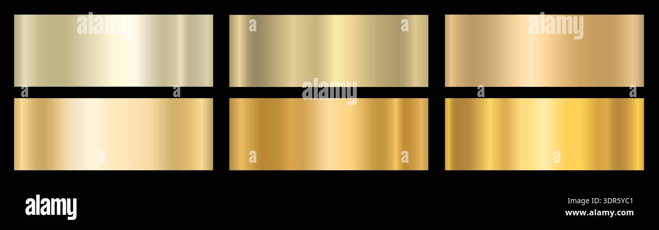 Set di sei gradienti dorati. Illustrazione Vettoriale