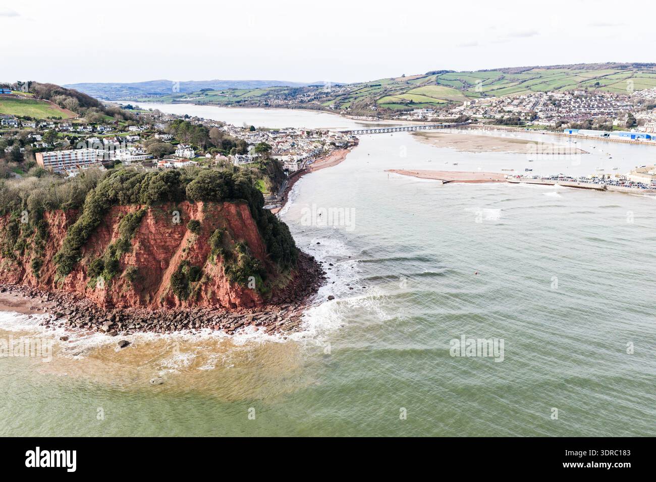Immagine drone di Shaldon e Teignmouth sul fiume Teign nel Devon. Foto Stock