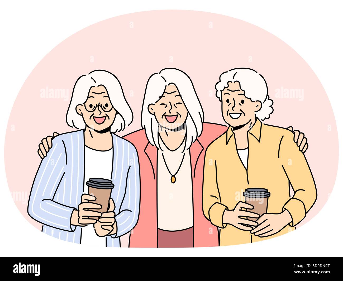 Le donne mature sorridenti si abbracciano mostrando unità Foto Stock