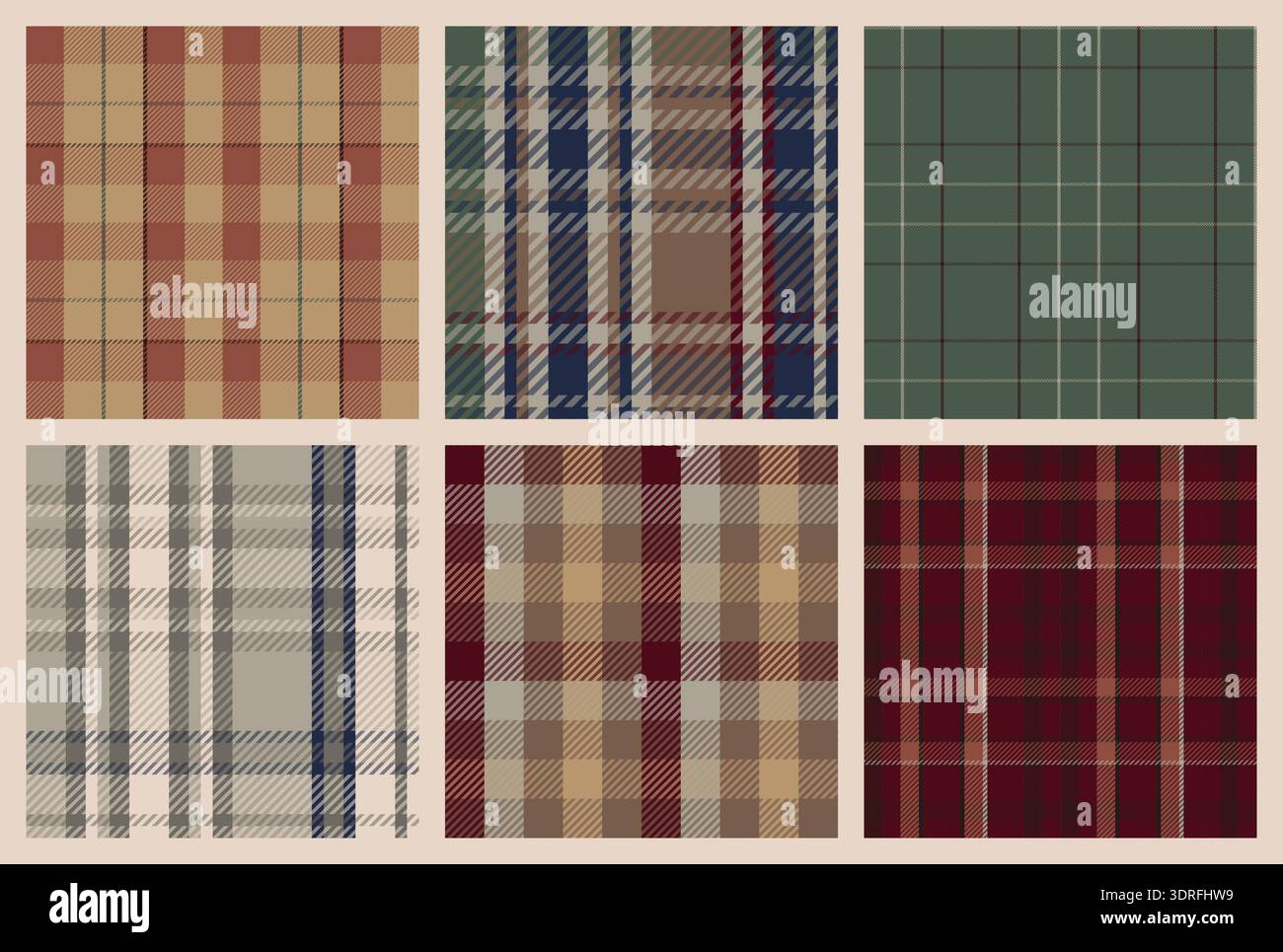 Bundle motivi senza cuciture tartan. Piastrelle retrò Illustrazione Vettoriale